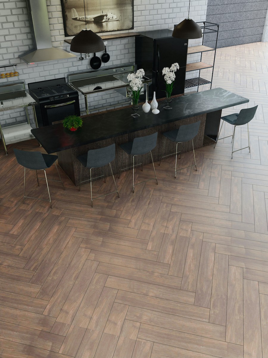 Atelier Walnut Herringbone Indoor Tiles - 900x150(mm)