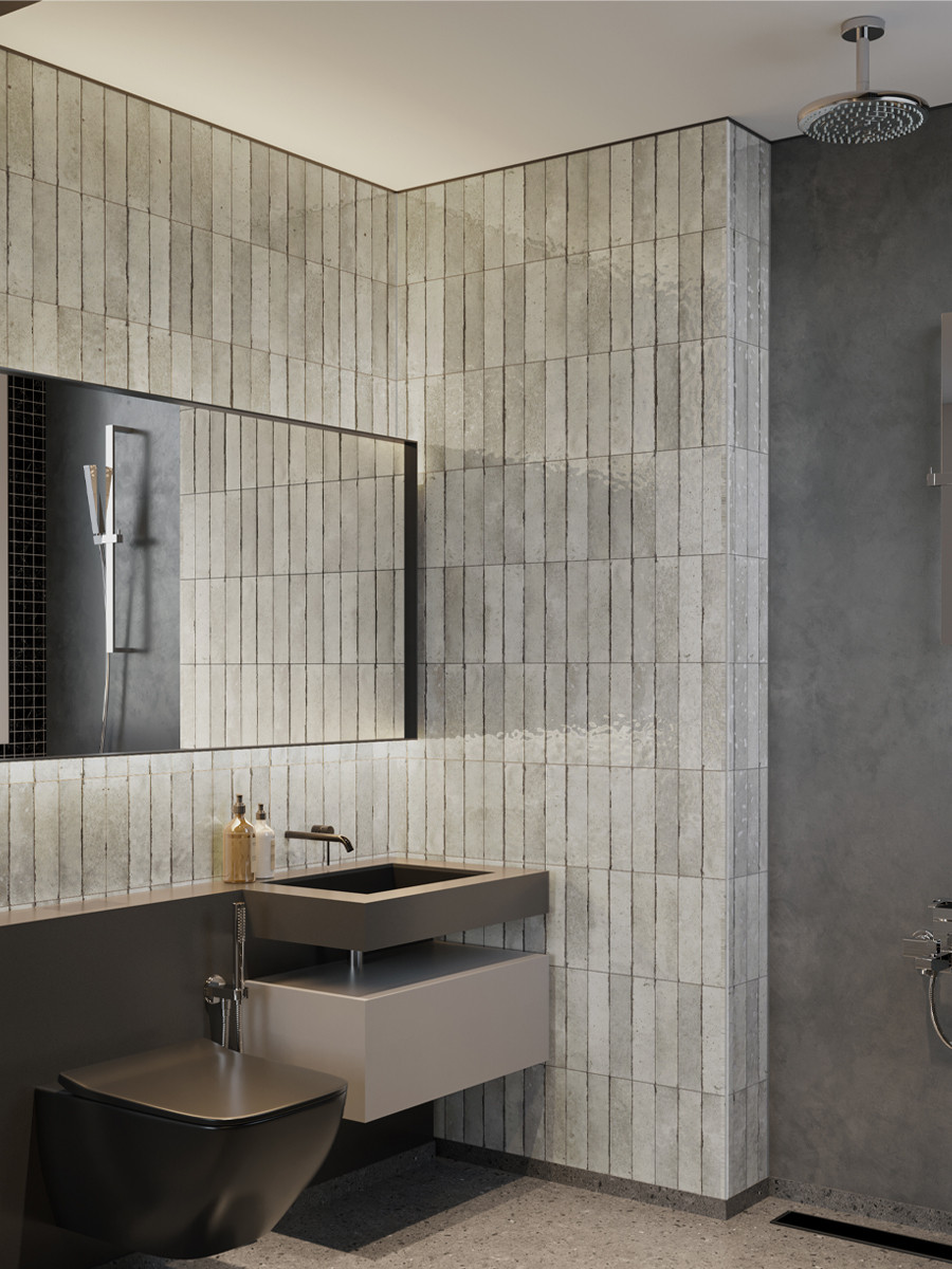 Soho Light Grey Italian Gloss Wall Tile - 60x250mm