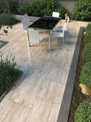 Rush Grey Wood Effect Outdoor Porcelain Paving Slabs - 595x595mm (Last Pack)