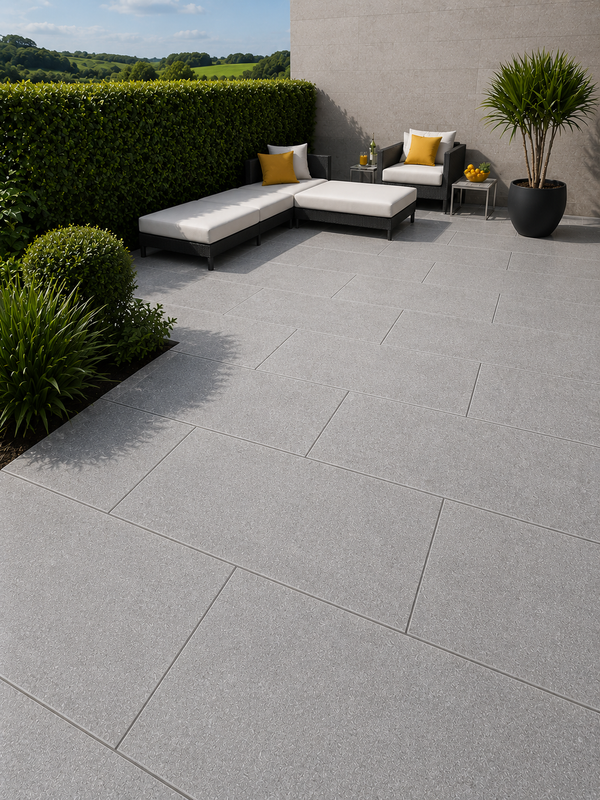 Silver Grey Granite Effect Porcelain Paving Slab - 900x600x20mm