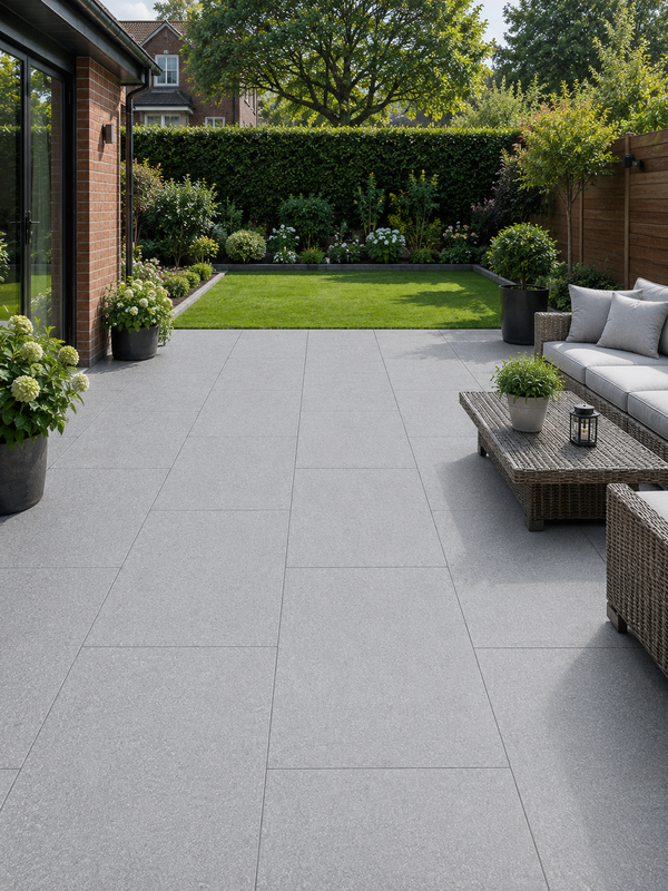 Silver Grey Granite Effect Porcelain Paving Slab - 900x600x20mm
