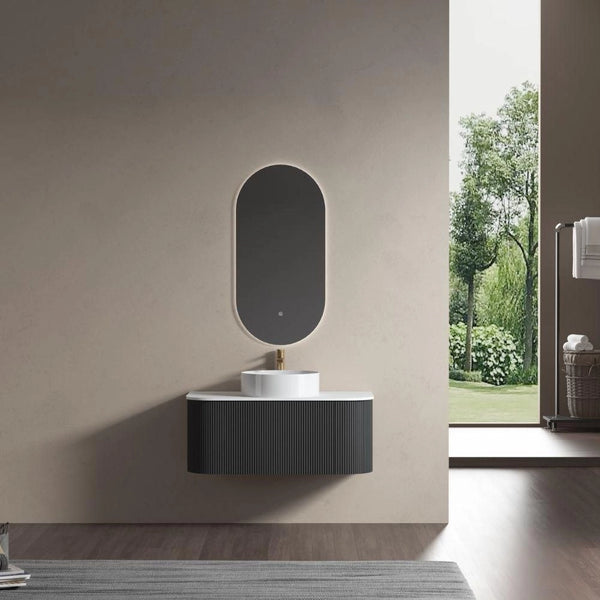 Bali Matt Black Vanity With Side Racks - 900mm