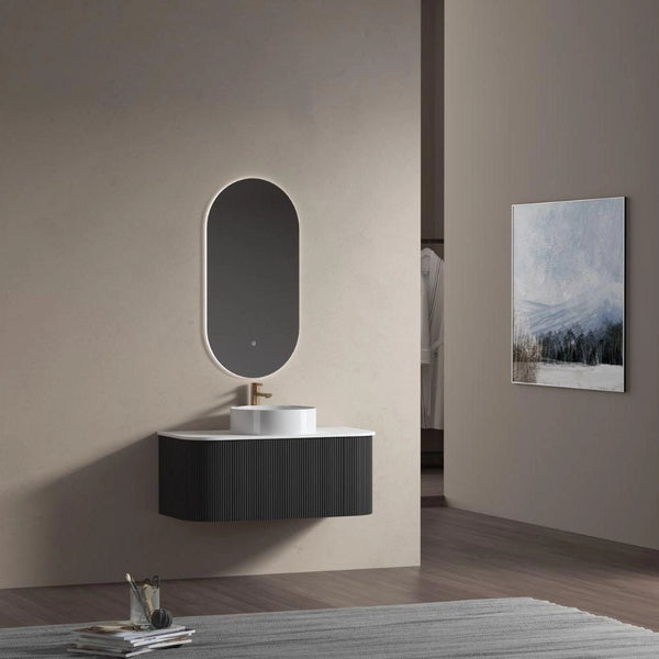 Bali Matt Black Vanity With Side Racks - 900mm