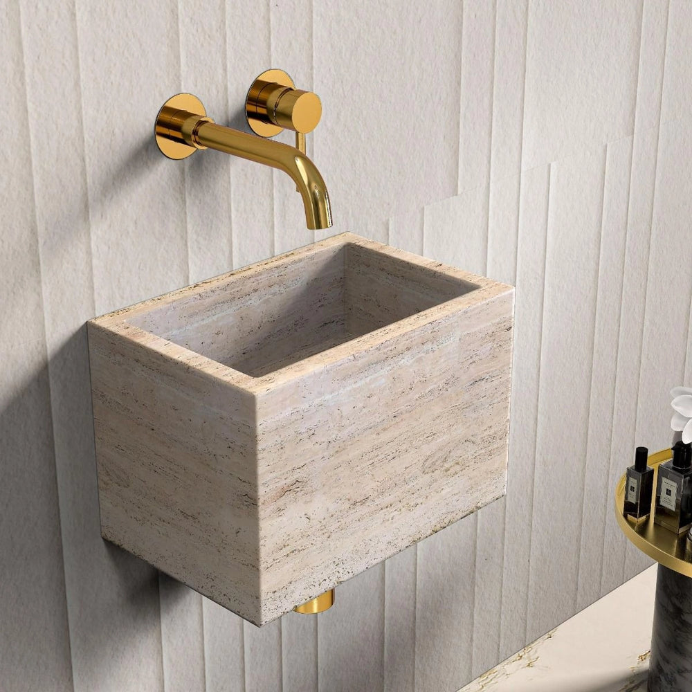 Beige Travertine Wall Hung Basin - 300mm