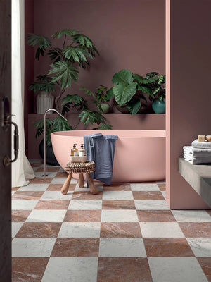 Lusso Rosso Marble Effect Porcelain Tile - 300x300x12mm