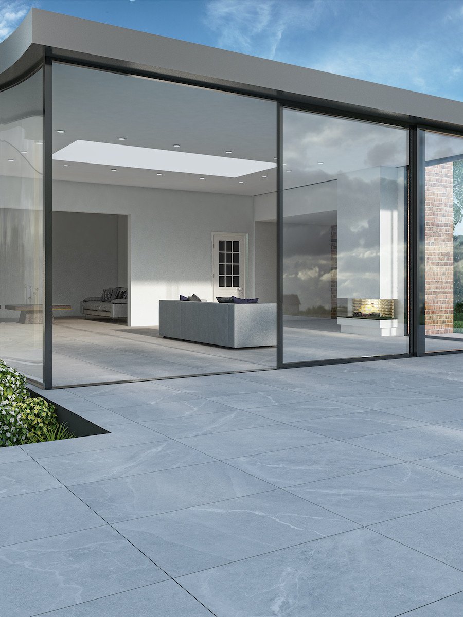Roca White Outdoor Porcelain Slabs - 900x600x20mm

