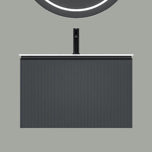 Florence Anthracite Fluted Vanity With Dual Inner Drawer and LED Mirror - 800mm

