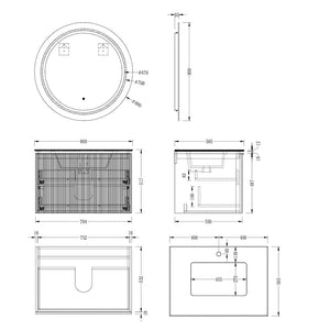 Florence Green Fluted Vanity With Dual Inner Drawer - 800mm
