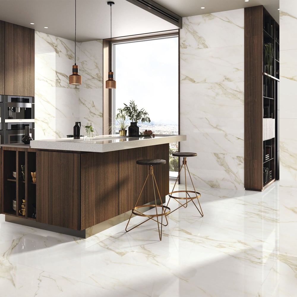 Adagio Gold Marble Porcelain Tile - 1200x600mm