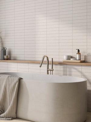 Ainsa Greige Brick Effect Matt Porcelain Tile - 250x50mm
