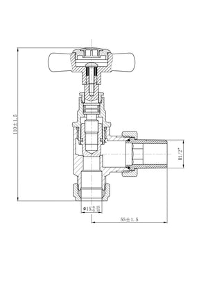 Brushed Brass Angled Traditional Radiator Valves (Pair) - 15mm