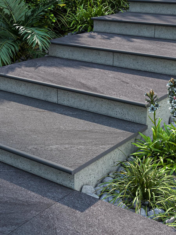 Anthracite Porcelain Bullnose Tiles - 900x300x20mm