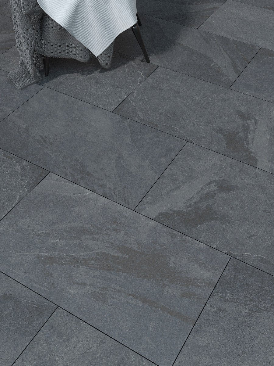 Victoria Anthracite Outdoor Porcelain Paving Slabs - 900x600x20mm
