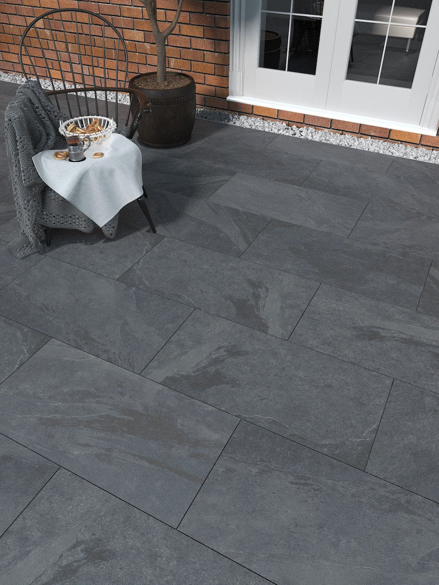 Victoria Anthracite Outdoor Porcelain Paving Slabs - 900x600x20mm
