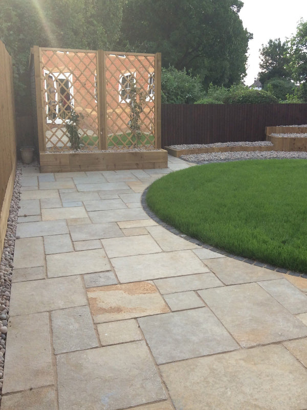 Tandur Yellow Limestone Paving Slabs - Mix Size Patio Pack