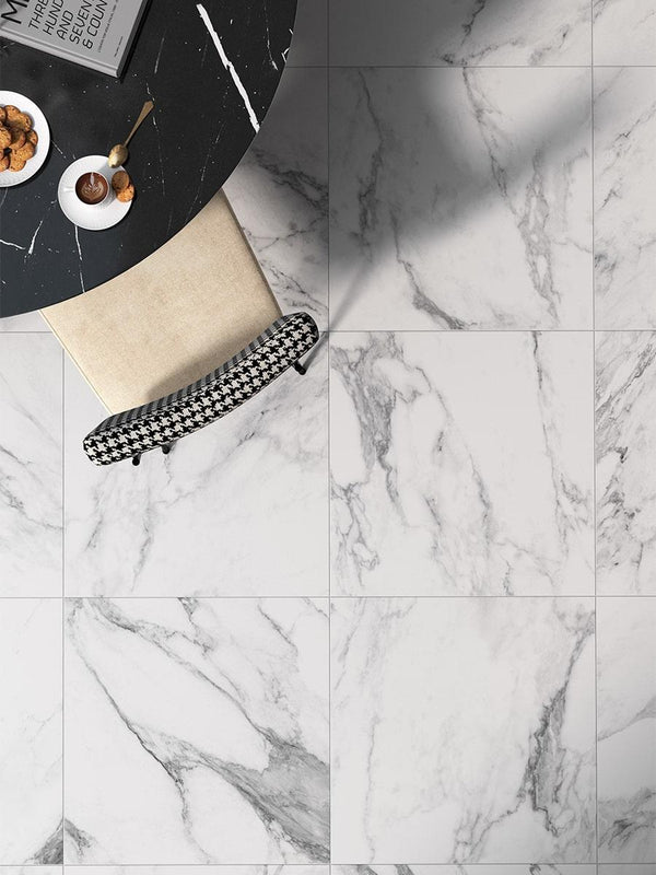 Canova Arabescato Marble Effect Porcelain Tile - 600x600mm