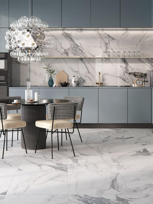 Canova Arabescato Marble Effect Porcelain Tile - 600x600mm