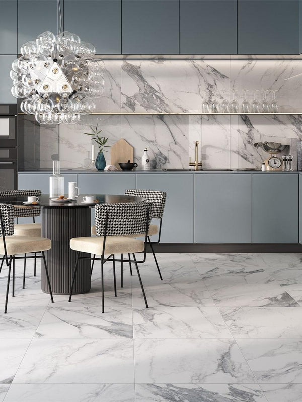 Canova Arabescato Marble Effect Porcelain Tile - 600x600mm