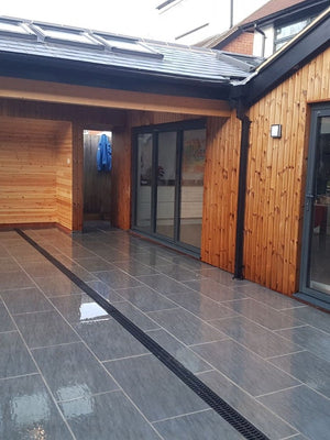 Ardesia Nero Virtue Vitrified Porcelain Paving Slabs - 900x450 Pack