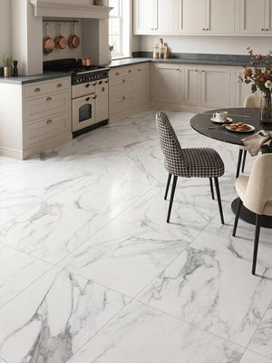 Canova Arabescato Marble Effect Porcelain Tile - 600x600mm