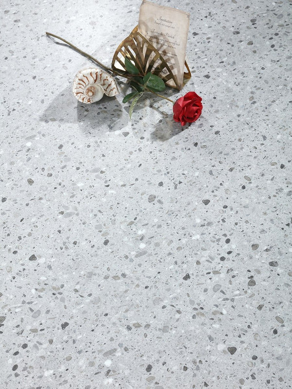 Arezzo Grey Terrazzo Click Vinyl Floor Tiles - 950x475mm