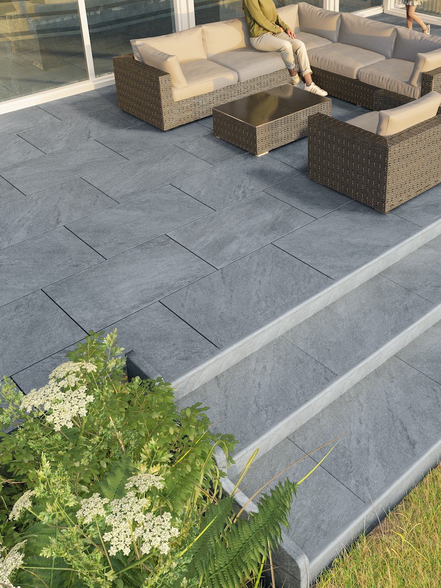 Argento Nero Outdoor Porcelain Slab - 900x600x20mm