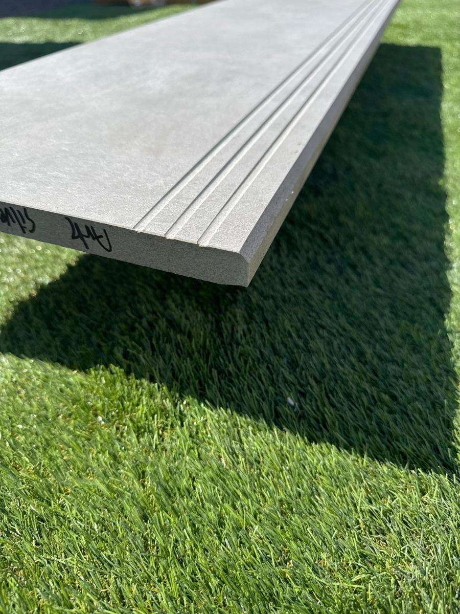 Ark Silver Porcelain Bullnose Tiles - 1200x300x20mm