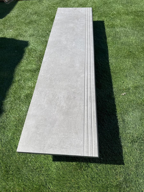 Ark Silver Porcelain Bullnose Tiles - 1200x300x20mm