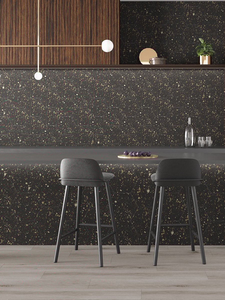 Arousa Nero Terrazzo Tile - 258x290mm