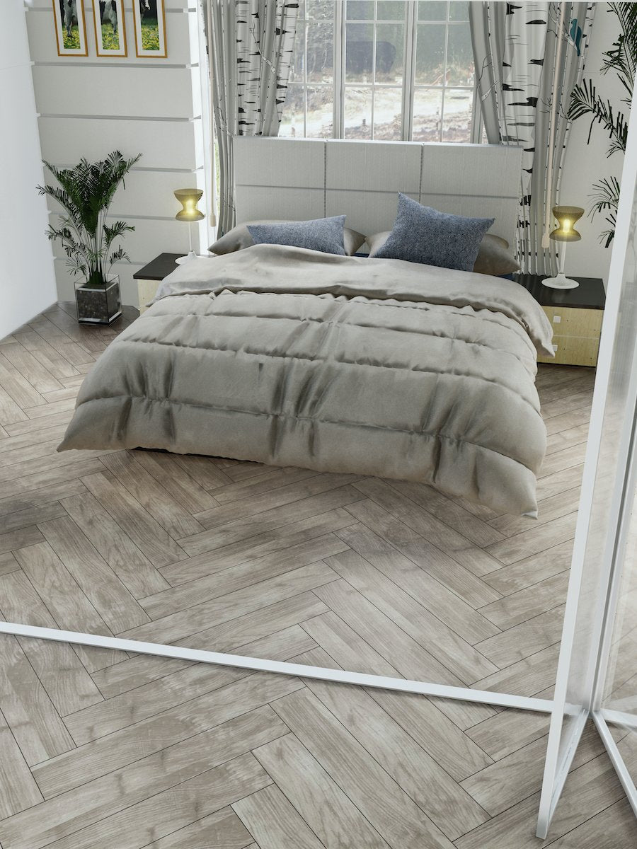 Atelier Teak Wood Effect Herringbone - 900x150mm