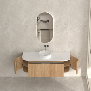 Bali Solid Wood Fluted Vanity With Side Racks - 1200mm