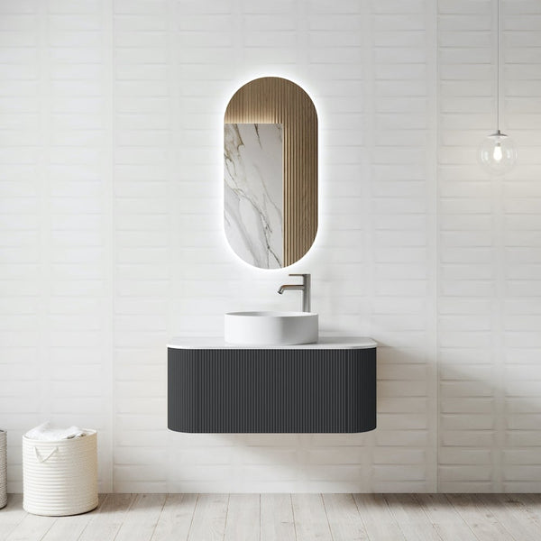 Bali Solid Wood Fluted Anthracite Vanity - 600mm