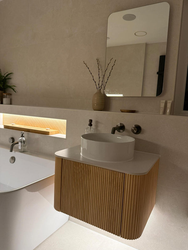 Bali Solid Wood Fluted Vanity - 600mm