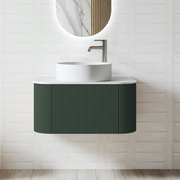 Bali Solid Wood Fluted Dark Green Vanity - 750 | 900mm
