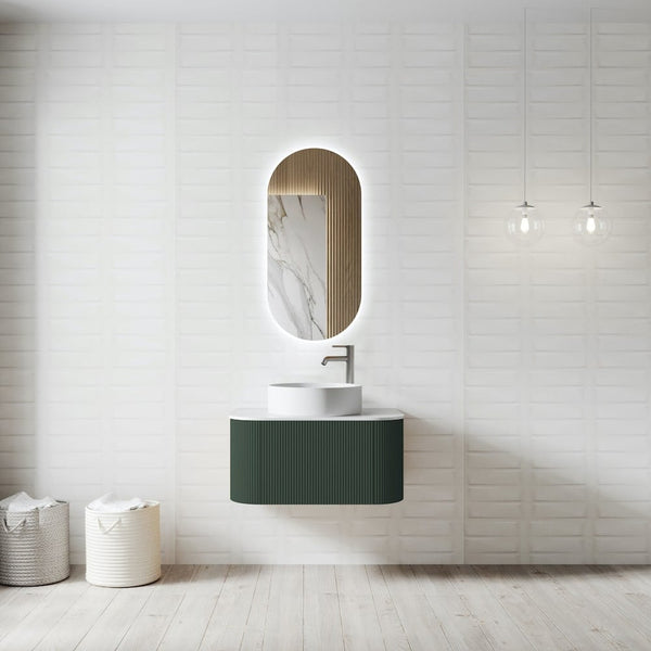 Bali Solid Wood Fluted Dark Green Vanity - 600mm /750mm /900mm