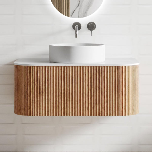 Bali Solid Wood Fluted Vanity With Side Racks - 750mm