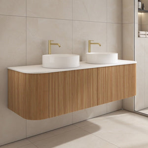 Bali Solid Wood Fluted Double Bathroom Vanity - 1400mm
