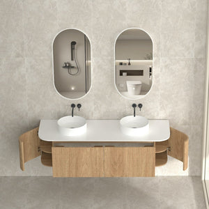 Bali Solid Wood Fluted Double Bathroom Vanity - 1400mm
