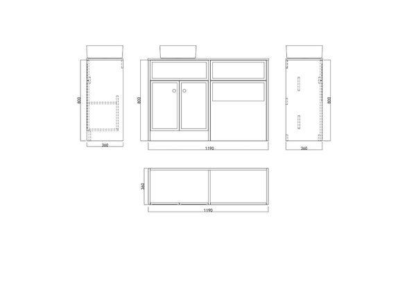Flair Twilight Blue Combination Bathroom Suite - Vanity Unit with WC unit & Toilet - 1200mm