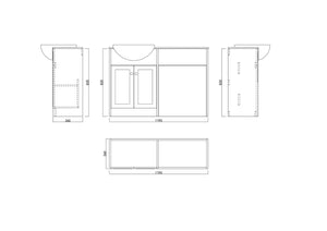 Highland Matt Black Combination Bathroom Suite - Vanity Unit with WC unit & Toilet - 1200mm
