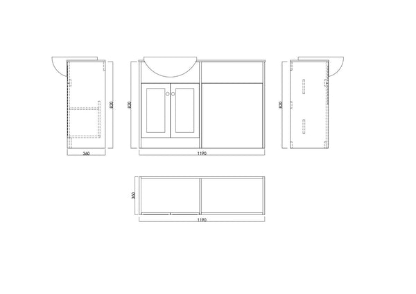 Highland Matt Black Combination Bathroom Suite - Vanity Unit with WC unit & Toilet - 1200mm
