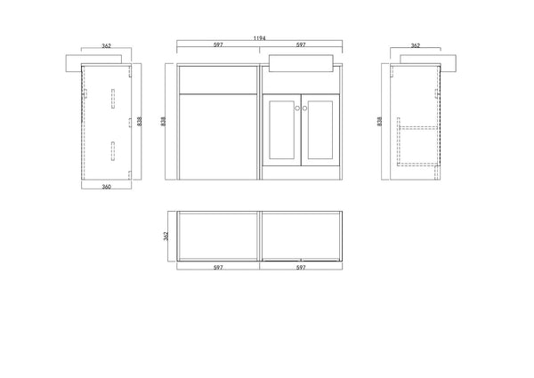 Manor Light Beige Combination Bathroom Suite - Vanity Unit with WC unit & Toilet - 1200mm