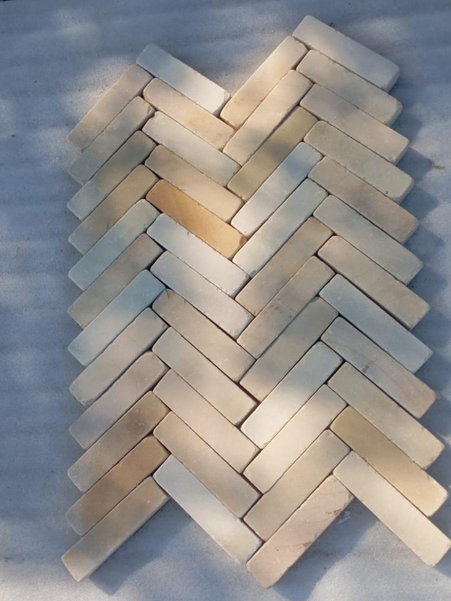 Beige Smooth Sandstone Slim Sett Pavers - 200x50x40mm