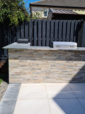 Beige Slate Split Face Effect Wall Cladding Tile - 150x610x7-11mm