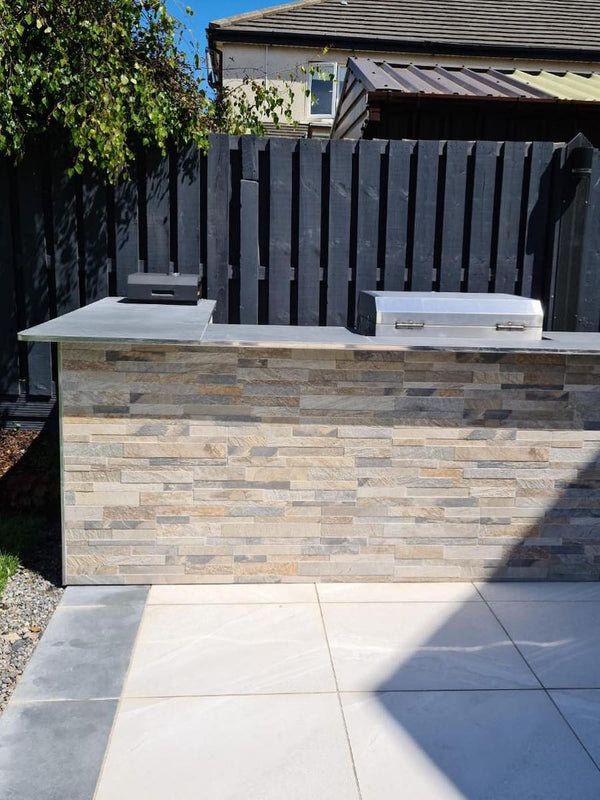 Beige Slate Split Face Effect Wall Cladding Tile - 150x610x7-11mm
