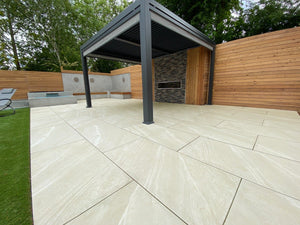 Bianco Slate Outdoor Porcelain Paving Slabs - 1200x600x20mm