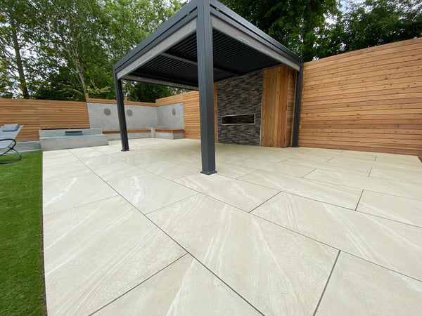 Bianco Slate Outdoor Porcelain Paving Slabs - 1200x600x20mm