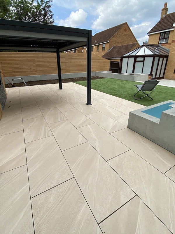Bianco Slate Outdoor Porcelain Paving Slabs - 1200x600x20mm