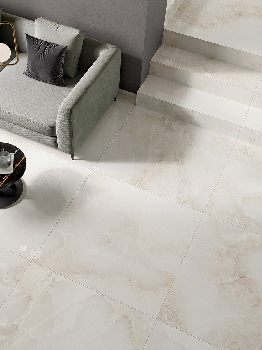Bibury Beige Polished Porcelain Tile - 1000x1000mm
