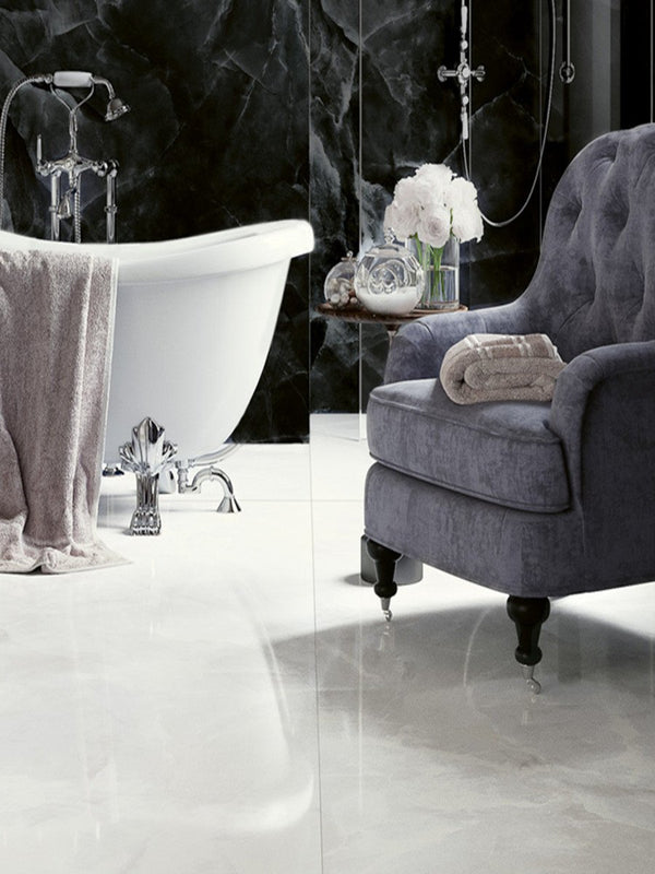 White Onyx Polished Porcelain Tile - 1200x600mm